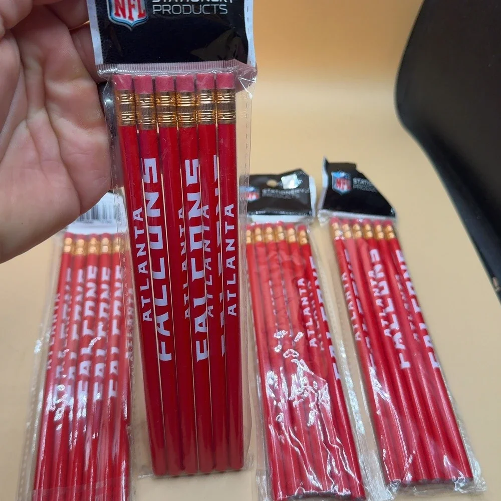 NFL Stationery Products Atlanta Falcons Pencils Red 4-Pack Lot 6 Count Each